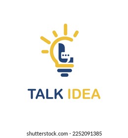 Initial L Letter with Light Bulb and Chat Icon for Inovative Technology Company Logo Idea Template