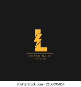 Initial L Letter with Lightning Bolt Logo Icon.