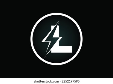 Initial L letter logo design with lighting thunder bolt. Electric bolt letter logo vector 