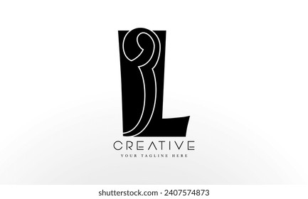 Diseño del logotipo de la letra L inicial y fuente seriada recortada.
