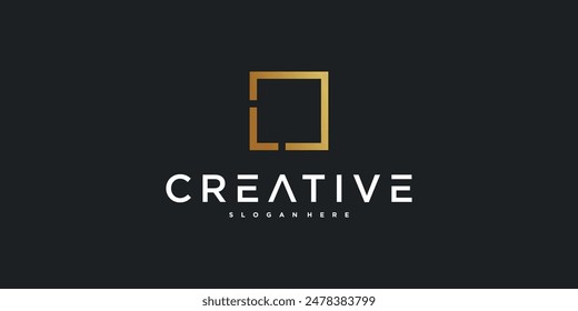 Initial L letter logo design with square lines. Premium Vector