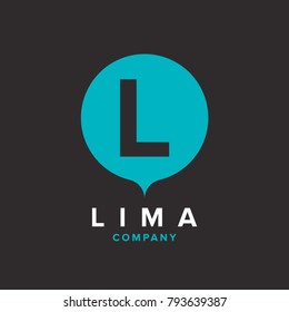 Initial L letter logo design vector template  blue background