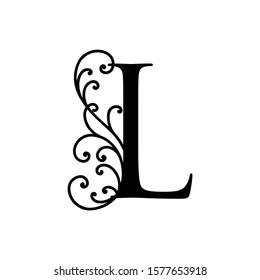Initial L letter luxury beauty flourishes ornament monogram logo