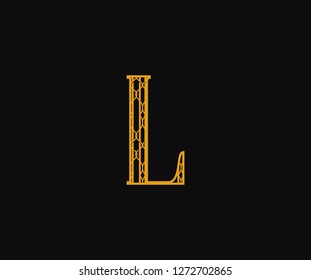 Initial L Letter Monogram Linear Art Deco Pattern Style Logo