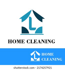 Initial l letter with sparkle and house icon for simple modern home cleaning service business logo concept