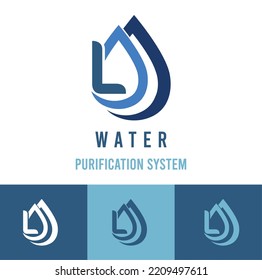 Initial L Letter With Water Drop Icon For Water Purification System, Natural Cosmetic Business Logo Idea	