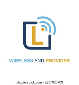 Initial L Letter with WIFI icon for Provider service company logo design idea template