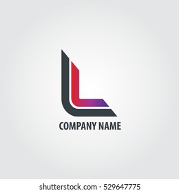 Initial L LL Isolated Letter Logo Black Purple