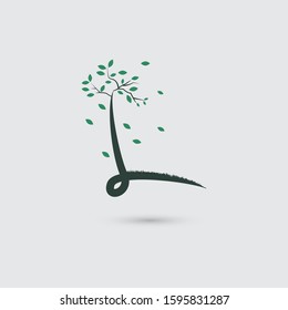 Initial L logo, landscaping logo for lawn or plantation business, green gardening