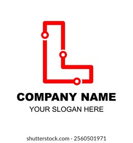 Initial L Logo. Modern L letter. Creative letter L monoline logo design vector template. Logotype for technology bussiness or tech club for research education