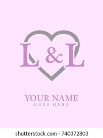 Initial L & L with love background logo template vector