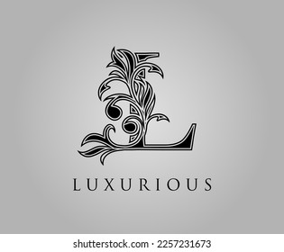 Icono De Logotipo Inicial De L Luxury. Vector de diseño del logotipo de la letra floral L clásica.	