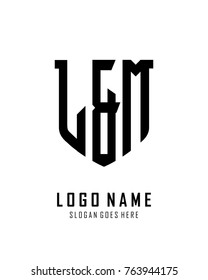 Initial L & M abstract shield logo template vector