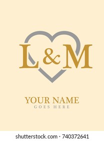 Initial L & M with love background logo template vector