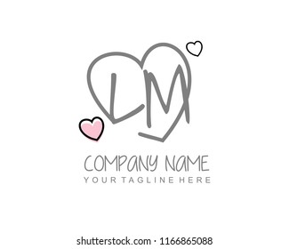 Initial L M with love logo template vector