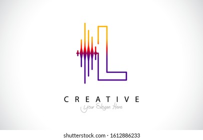 Initial L Modern Design Logo Concept. Creative Icon Logo with Sound Wave Vector Illustration.