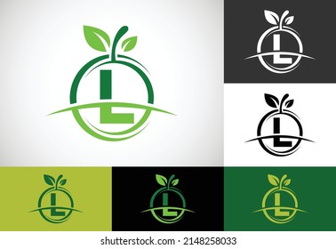 Initial L monogram alphabet with the abstract apple logo. Healthy food logo design vector 