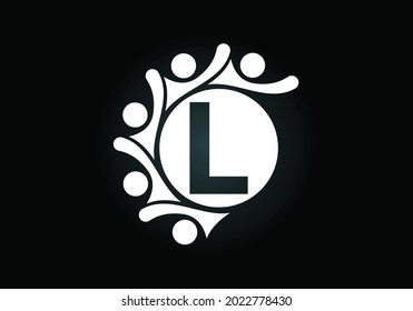 Initial L monogram alphabet with connecting people. Team, cooperation logo sign symbol. Font emblem. Logo for corporate business collaboration and great work