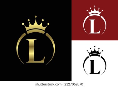 Initial L monogram alphabet with a crown. Royal, King, queen luxury symbol. Font emblem.