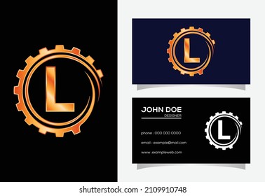 Initial L monogram alphabet in a gear spiral. Gear engineer logo design. Logo for automotive
