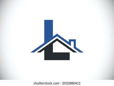 Initial L monogram alphabet with the roof. Home or house sign. Real estate logo concept. Font emblem. Modern vector logo for Real estate business and company identity.