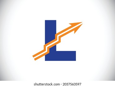 Ursprüngliche L-Monogramm-Alphabet-Symbolgestaltung, die mit dem Pfeil integriert wurde. Logo-Konzept für Finanzen oder Erfolg. Schriftemblem. Logo für die Unternehmens- und Firmenidentität
