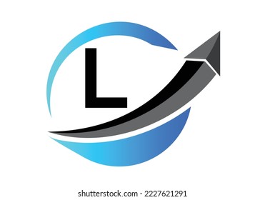 Initial L monogram alphabet symbol design incorporated with the arrow. Financial or success logo concept.
