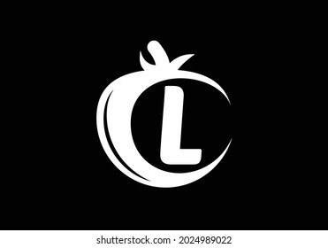 Initial L monogram alphabet with tomato. Tomato logo design template. Font emblem. Modern vector logo for organic food business, and company identity