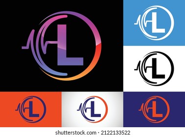 Monograma L inicial con pulso de salud. Diseño del logotipo Heartbeat. Logo para negocios médicos o de salud