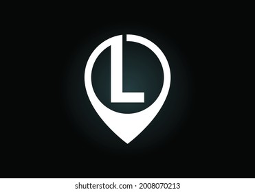 Initial L monogram letter alphabet with location icon pin sign. Font emblem. Navigation map, GPS, direction, place, compass, contact, search concept. Modern vector logo design for business and company