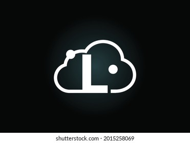 Alfabeto inicial de la letra en monograma L con la nube. Logo del servicio de proveedor de servicios de computación en nube. Diseño de logotipo vectorial de tecnología en la nube moderna para empresas e identidad empresarial.