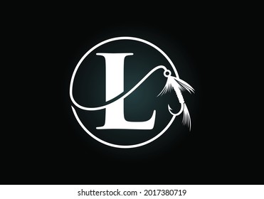 Initial L monogram letter alphabet with fishing Hook. Fishing logo concept vector illustration. Modern logo design for fishing shop, business, and company identity.