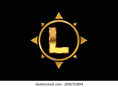 Initial L monogram letter alphabet in a compass. Font emblem. Compass logo sign symbol. Modern vector logo design for business and company identity.