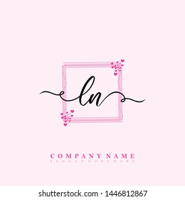 Initial L N beauty handwriting logo template vector