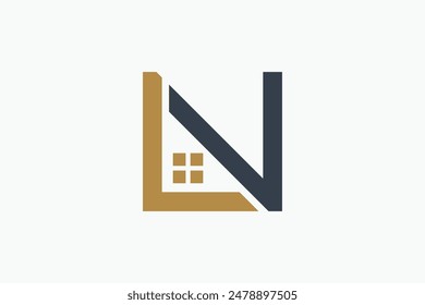 Initial L N Real Estate Logo. Simple Monogram Design Element Usable for Architecture, apartment, house, home, construction, Residential, Property Business Brand.