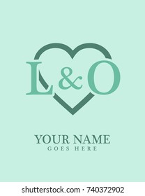 Initial L & O with love background logo template vector