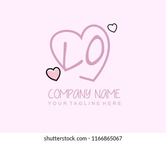 Initial L O with love logo template vector