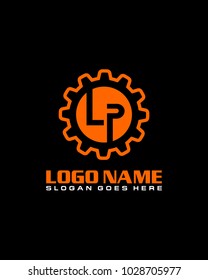 Initial L & P gear logo template vector