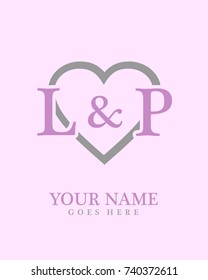 Initial L & P with love background logo template vector