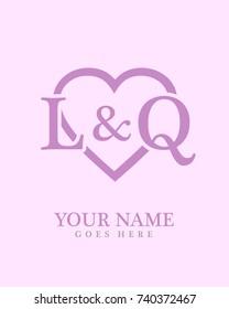 Initial L & Q with love background logo template vector