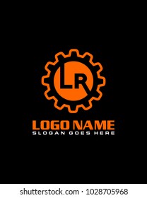 Initial L & R gear logo template vector
