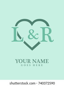 Initial L & R with love background logo template vector