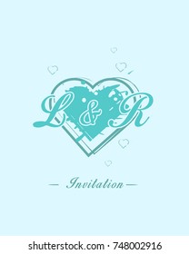 Initial L & R wedding invitation logo template vector