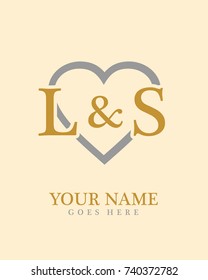 Initial L & S with love background logo template vector