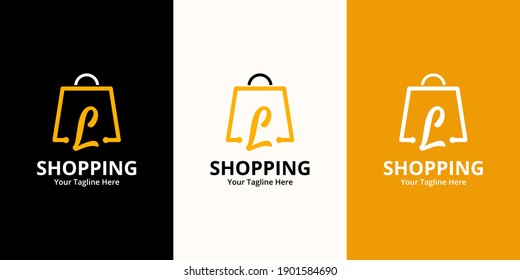 Initial  L Shop Logo designs Template. Illustration vector graphic of  letter and shop bag combination logo design concept. Perfect for Ecommerce,sale, discount or store web element. Company emblem