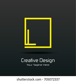 Initial L Square Framed Letter Logo Design Vector with Black and Yellow Colors