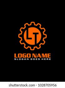 Initial L & T gear logo template vector