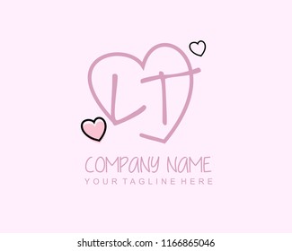 Initial L T with love logo template vector
