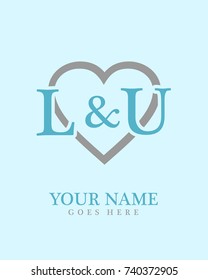 Initial L & U with love background logo template vector