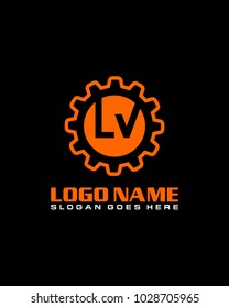 Initial L & V gear logo template vector